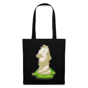Schachfigur Springer Schach - Stoffbeutel - Schwarz - Vorne
