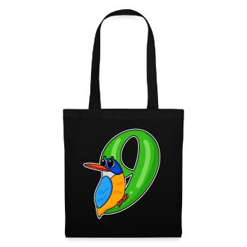 9ème anniversaire motif oiseau - 9 ans - Sac en tissu - noir - Devant