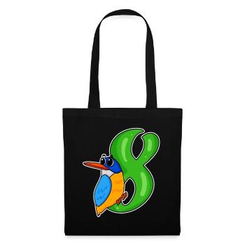 8ème anniversaire motif martin-pêcheur - huit ans - Sac en tissu - noir - Devant