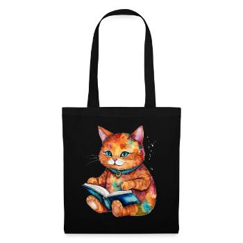 Livre de lecture de chat coloré drôle animal design imprimer - Sac en tissu - noir - Devant