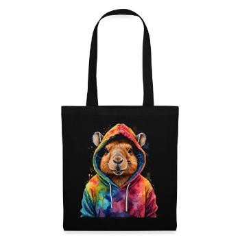 Capybara Sweat à capuche Capy Imprimé de design animal coloré - Sac en tissu - noir - Devant