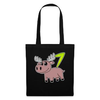 7th Birthday Motif Moose - Seven Years Old - Tote Bag - black - Front