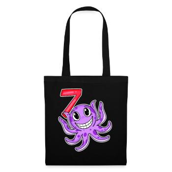 7th Birthday Motif Octopus - Seven Years Old - Tote Bag - black - Front