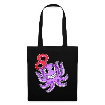 Motif 8e anniversaire Octopus - Huit ans - Sac en tissu - noir - Devant