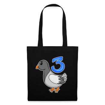 Motif 3ème anniversaire Colombe - Trois ans - Sac en tissu - noir - Devant
