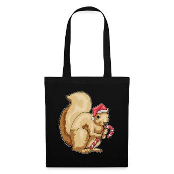 Canne de Noël écureuil - Sac en tissu - noir - Devant