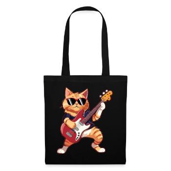 Musician Cat Plays Electric Guitar Instruments - Tote Bag - black - Front