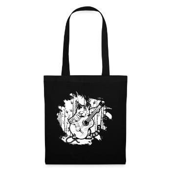 Chat jouant des instruments de guitare acoustique cool - Sac en tissu - noir - Devant