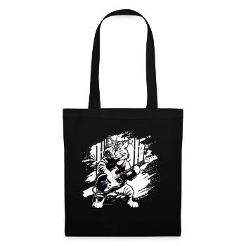 Chat jouant des instruments de guitare acoustique génial - Sac en tissu - noir - Devant