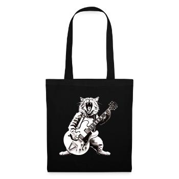 Rocker Cat jouant des instruments de guitare génial - Sac en tissu - noir - Devant