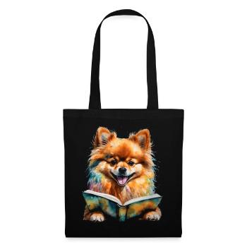 Poméranie Poméranie Livre de lecture Dog Print - Sac en tissu - noir - Devant
