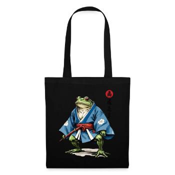 Samurai Frosch Vintage Ukiyo-e Stil Samurai Kunst - Stoffbeutel - Schwarz - Vorne