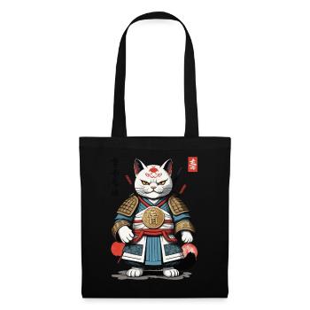 Samurai cat in anime streetwear look - Tote Bag - black - Front