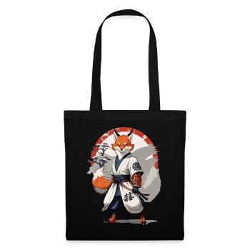 Kitsune Samurai Fox Vintage Ukiyo-e Style - Sac en tissu - noir - Devant