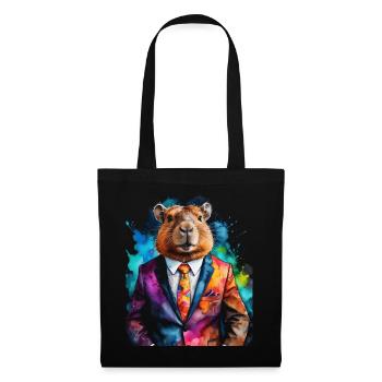 Capybara Suit Capy Colorful Animal Design Print - Tote Bag - black - Front