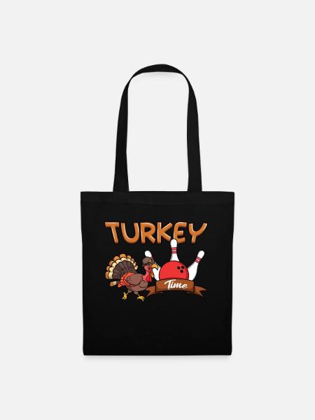 Truthahnzeit Truthahn Bowling Thanksgiving - Stoffbeutel - Schwarz