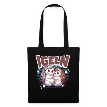 Igel Kuscheln Igeln - Stoffbeutel - Schwarz - Vorne