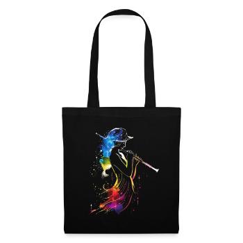 Flute player Retrowave - Tote Bag - black - Front