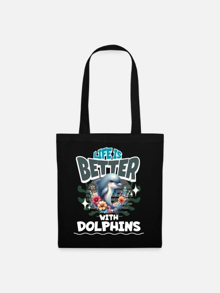 Delfin - Stoffbeutel - Schwarz