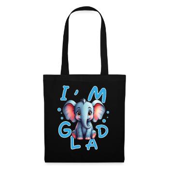Éléphant mignon et joyeux avec message positive - Sac en tissu - noir - Devant