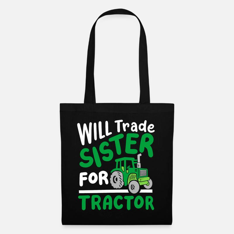 Traktor Schwester Landwirtschaft - Stoffbeutel - Schwarz