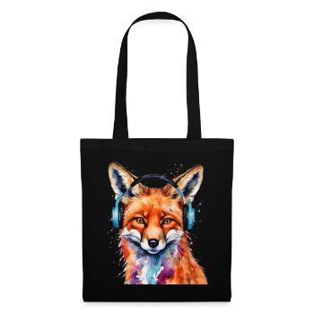 Fuchs Kopfhörer Musik Bunt Tier Design Print - Stoffbeutel - Schwarz - Vorne