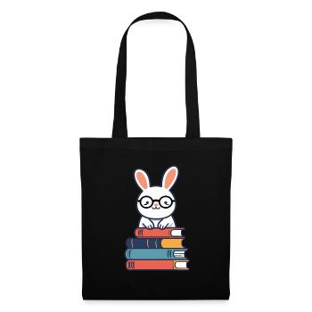 Lapin de lecture parfait de style rat de bibliothèque - Sac en tissu - noir - Devant