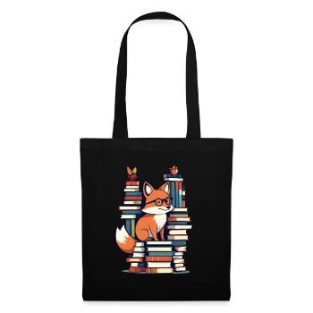 Niedlicher Buch Liebhaber Fuchs Mit Brille - Stoffbeutel - Schwarz - Vorne