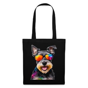 Zwergschnauzer Sonnenbrille Hund Lustig Tier Print - Stoffbeutel - Schwarz - Vorne