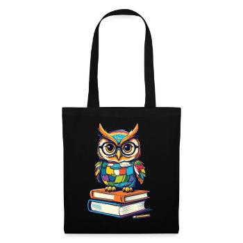 Livres hibou hibou amant mignon livre illustration - Sac en tissu - noir - Devant