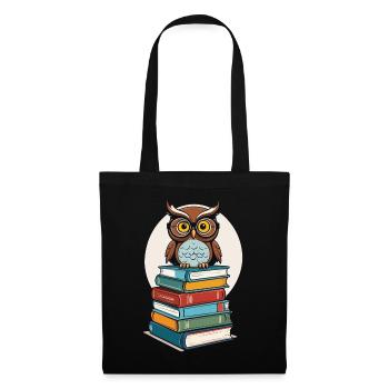 Bücher Eule Eulen Liebhaber Süße Buch Illustration - Stoffbeutel - Schwarz - Vorne