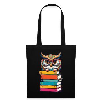 Livres Hibou Mignon Livre Illustration Littérature - Sac en tissu - noir - Devant