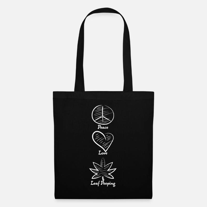 Frieden Liebe Blatt Peeping Leaf Peeper Laub - Stoffbeutel - Schwarz