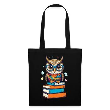 Livres hibou hibou amant mignon livre illustration - Sac en tissu - noir - Devant