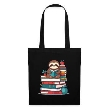 Funny Book Lover Sloth Reading Sloth - Tote Bag - black - Front