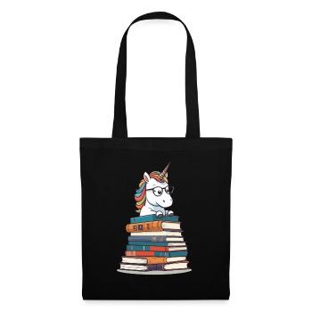 Mignon rat de bibliothèque licorne lecture imaginative - Sac en tissu - noir - Devant