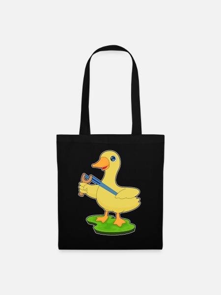 Ente Steinschleuder - Stoffbeutel - Schwarz