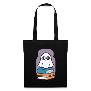 Buchliebhaber Stil Halloween Gespenst Bücherwurm - Stoffbeutel - Schwarz - Vorne