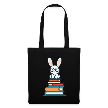 Lesender Hase Begeisterter Buchliebhaber Bunny - Stoffbeutel - Schwarz - Vorne