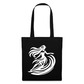 Tropical Surfer Girl Hawaii Beach Waves - Tote Bag - black - Front