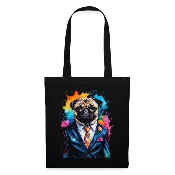 Pug Suit Dog Colorful Funny Animal Design Print - Tote Bag - black - Front
