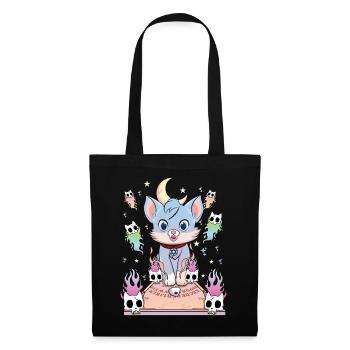 Ouija Chat Kawaii Occulte Satanique Pastel Gothique - Sac en tissu - noir - Devant