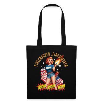 Feuerwerkskörper Mädchen Retro Vintage Design - Stoffbeutel - Schwarz - Vorne
