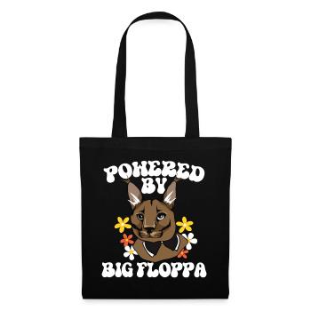 Powered by Big Floppa Caracal - Stoffbeutel - Schwarz - Vorne