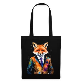 Fuchs Anzug Bunt Tier Design Print - Stoffbeutel - Schwarz - Vorne