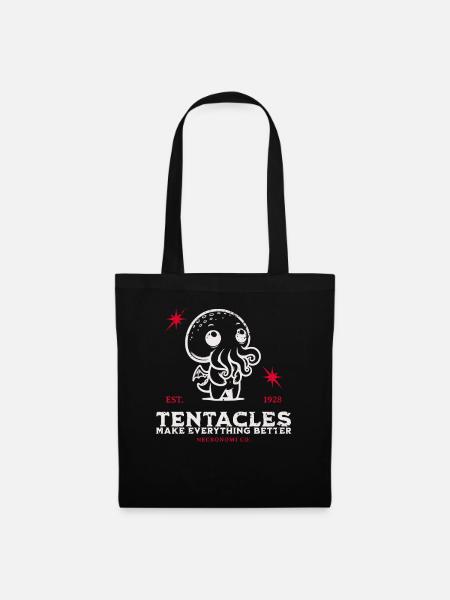Tantakel Süßer Cthulhu Kult Lovecraft Necronomicon - Stoffbeutel - Schwarz