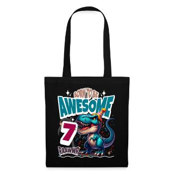 T Rex Dinosaur 7th Birthday Children's Birthday - Tote Bag - black - Front