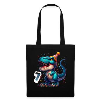 7th Birthday T Rex Dinosaur Children's Birthday Party - Tote Bag - black - Front
