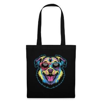 Lunettes de soleil colorées chien drôle mignon amoureux des animaux de compagnie Art - Sac en tissu - noir - Devant