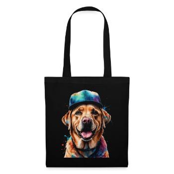Labrador Retriever Snapback Cap Chien Design Print - Sac en tissu - noir - Devant